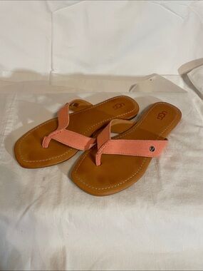 UGG Women's Pink Suede Thong Sandals